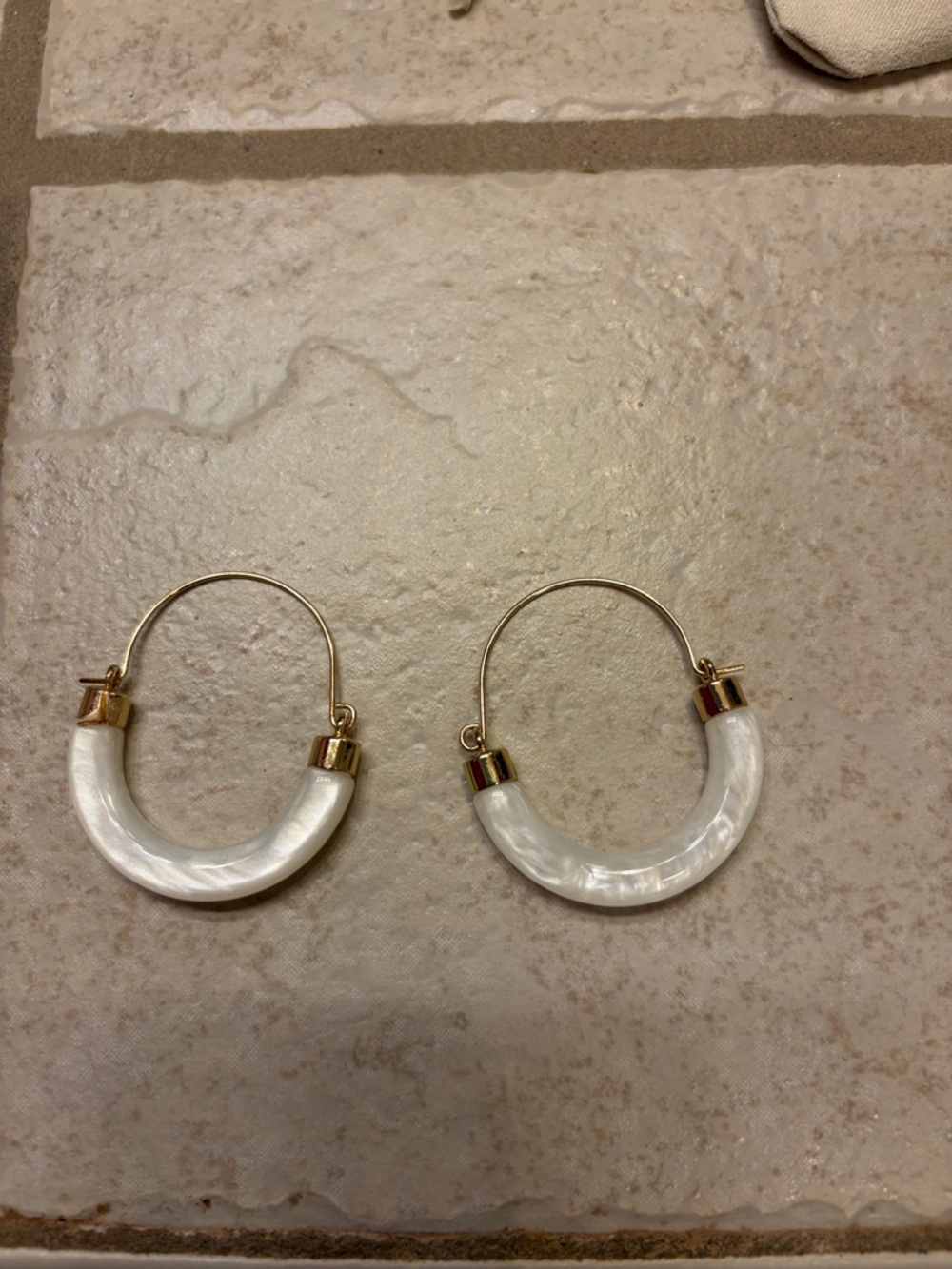 Gold & White Marbled Hoop Earrings - Elegant Women’s Jewelry